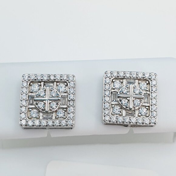- "925 Sterling Silver Cubic Zirconia Earrings, U19254825 - Picture 1 of 11
